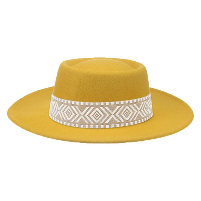 Wholesale Dome Woolen Hat Flat Brim Hat JDC-FH-Guanchuan005 Fashionhat 冠川 Yellow M(56-58cm) Wholesale Jewelry JoyasDeChina Joyas De China