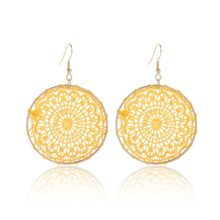 Wholesale Dream Catcher Plating Alloy Round Earrings JDC-ES-Daiq001 Earrings 黛茜 E1346-11 Yellow Wholesale Jewelry JoyasDeChina Joyas De China