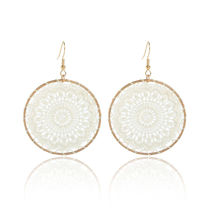 Wholesale Dream Catcher Plating Alloy Round Earrings JDC-ES-Daiq001 Earrings 黛茜 E1346-13 White Wholesale Jewelry JoyasDeChina Joyas De China