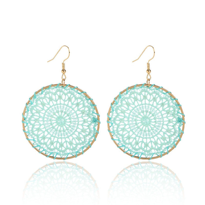 Wholesale Dream Catcher Plating Alloy Round Earrings JDC-ES-Daiq001 Earrings 黛茜 E1346-14 light blue Wholesale Jewelry JoyasDeChina Joyas De China