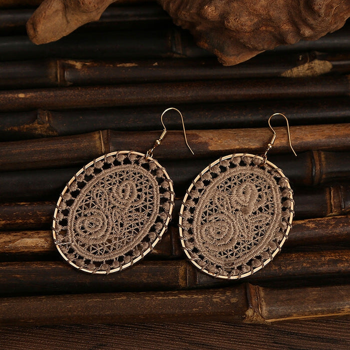 Wholesale Dream Catcher Woven Oval Pattern Alloy Earrings JDC-ES-Daiq004 Earrings 黛茜 Wholesale Jewelry JoyasDeChina Joyas De China