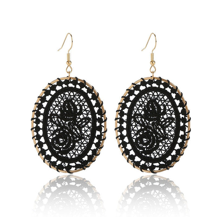 Wholesale Dream Catcher Woven Oval Pattern Alloy Earrings JDC-ES-Daiq004 Earrings 黛茜 Wholesale Jewelry JoyasDeChina Joyas De China