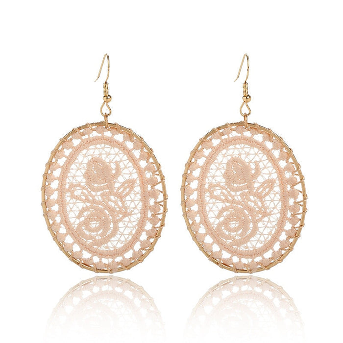 Wholesale Dream Catcher Woven Oval Pattern Alloy Earrings JDC-ES-Daiq004 Earrings 黛茜 Wholesale Jewelry JoyasDeChina Joyas De China