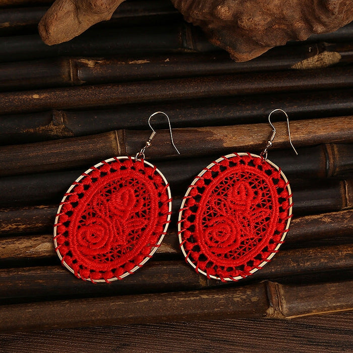 Wholesale Dream Catcher Woven Oval Pattern Alloy Earrings JDC-ES-Daiq004 Earrings 黛茜 Wholesale Jewelry JoyasDeChina Joyas De China