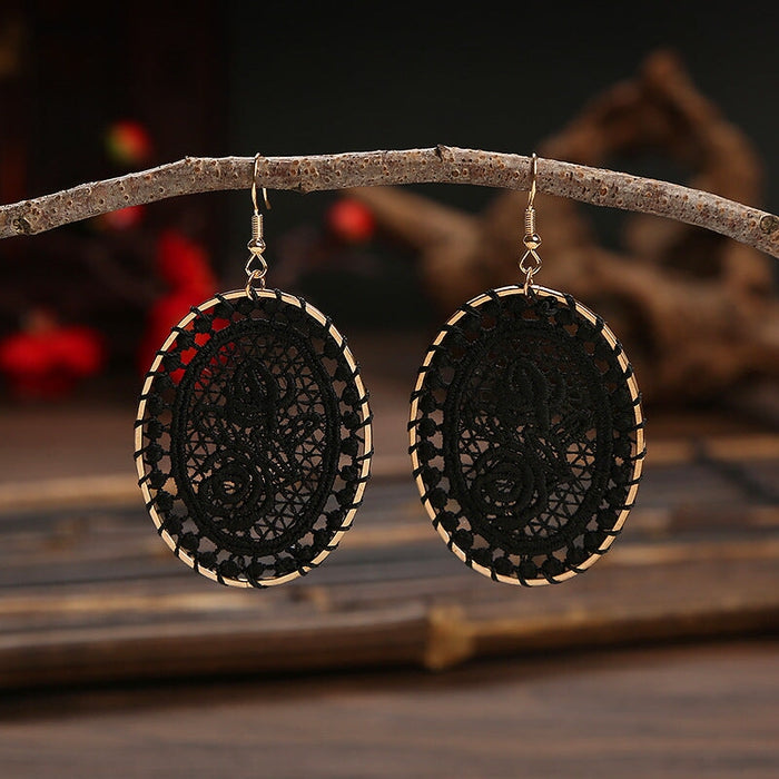 Wholesale Dream Catcher Woven Oval Pattern Alloy Earrings JDC-ES-Daiq004 Earrings 黛茜 Wholesale Jewelry JoyasDeChina Joyas De China