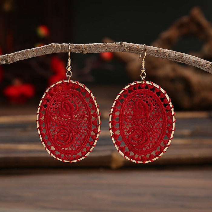 Wholesale Dream Catcher Woven Oval Pattern Alloy Earrings JDC-ES-Daiq004 Earrings 黛茜 Wholesale Jewelry JoyasDeChina Joyas De China