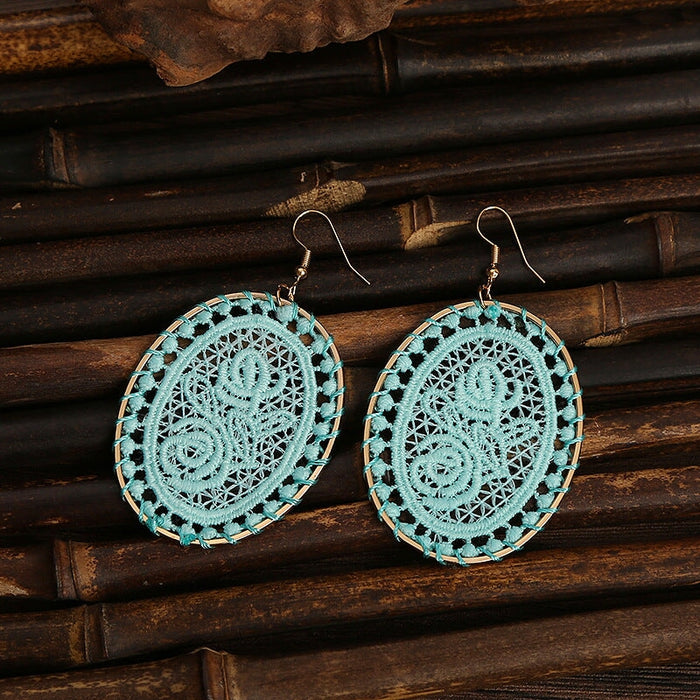 Wholesale Dream Catcher Woven Oval Pattern Alloy Earrings JDC-ES-Daiq004 Earrings 黛茜 Wholesale Jewelry JoyasDeChina Joyas De China