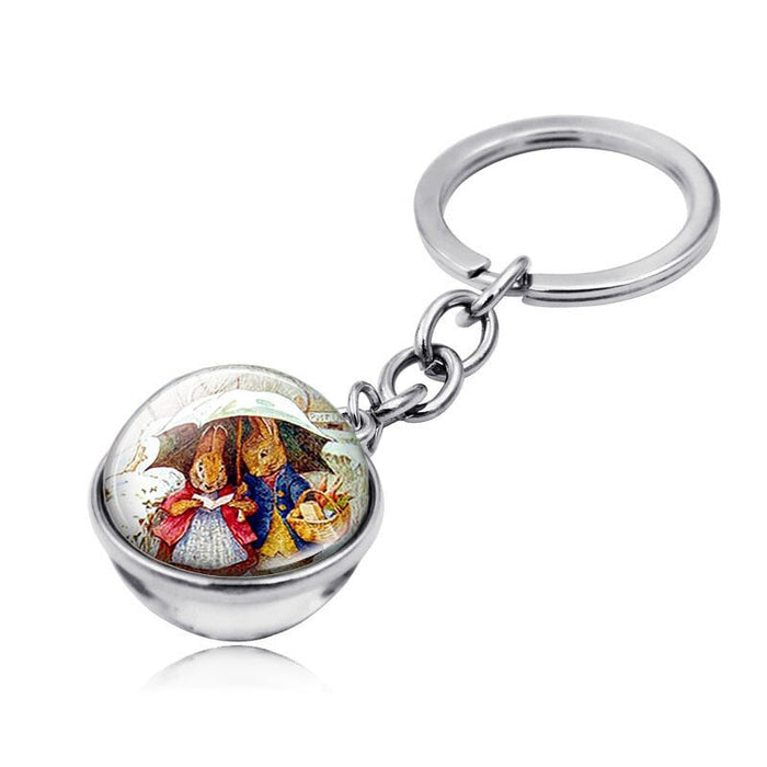 Wholesale Easter Bunny Alloy Silver Plated Glass Gemstone Keychain JDC-KC-XuS001 Keychains 溆水 Wholesale Jewelry JoyasDeChina Joyas De China
