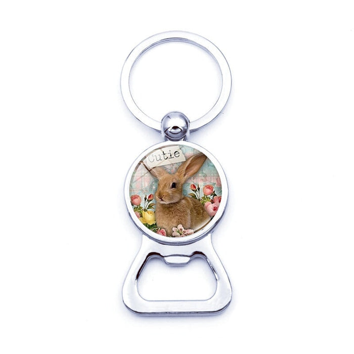 Wholesale Easter Bunny Alloy Silver Plated Glass Jewel Opener Keychain JDC-KC-XuS003 Keychains 溆水 XSWX1217-1 Wholesale Jewelry JoyasDeChina Joyas De China
