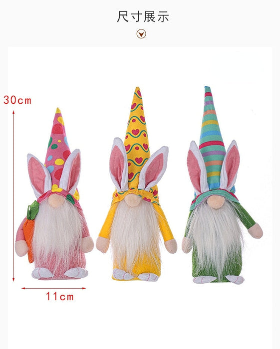 Wholesale Easter Bunny Doll Colored Long Hat Gnome Doll Fabric Ornament JDC-OS-GangL008 Ornaments 港恋 Wholesale Jewelry JoyasDeChina Joyas De China