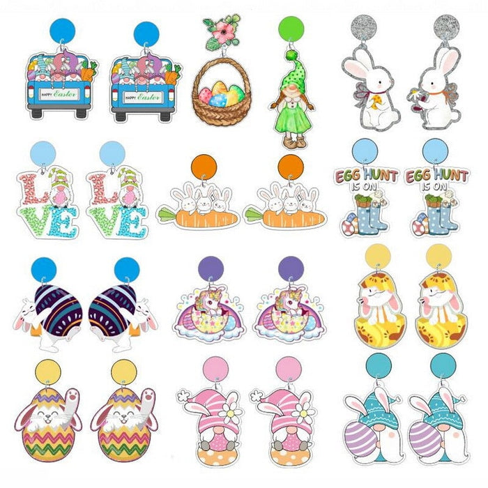 Wholesale Easter Pygmy Goblin Holiday Rabbit Turnip Truck Egg Dwarf Earrings JDC-ES-XUEP002 Earrings 雪帕 Wholesale Jewelry JoyasDeChina Joyas De China