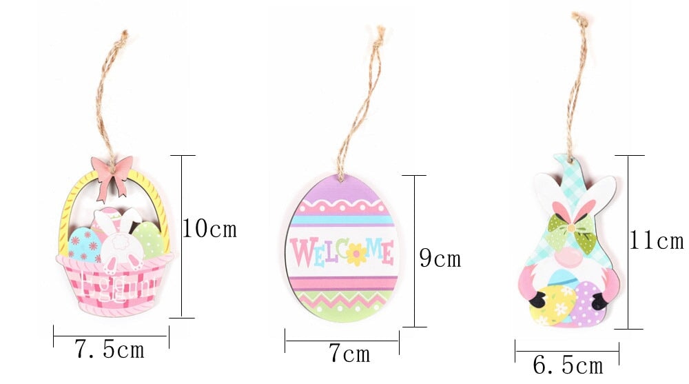 Wholesale Easter Wood Egg Pendant Egg Basket Listing Easter Rabbit Small Pendant MOQ≥2 JDC-PT-ChuangY001 创艺 Wholesale Jewelry JoyasDeChina Joyas De China