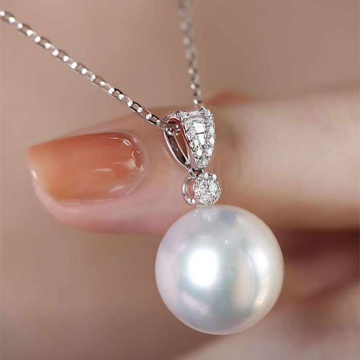 Wholesale Elegant T Square Zircon Pearl Necklace Necklace Women's Simple Pearl Pendant Clavicle Chain Necklaces JoyasDeChina Wholesale Jewelry JoyasDeChina Joyas De China