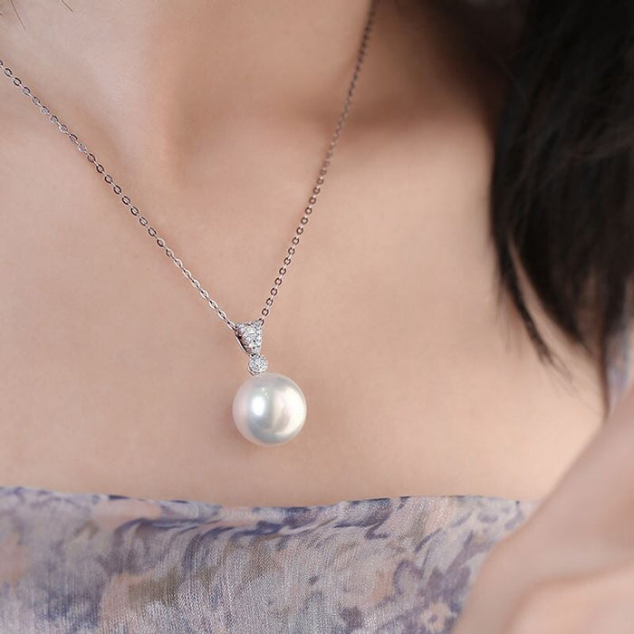 Wholesale Elegant T Square Zircon Pearl Necklace Necklace Women's Simple Pearl Pendant Clavicle Chain Necklaces JoyasDeChina Wholesale Jewelry JoyasDeChina Joyas De China