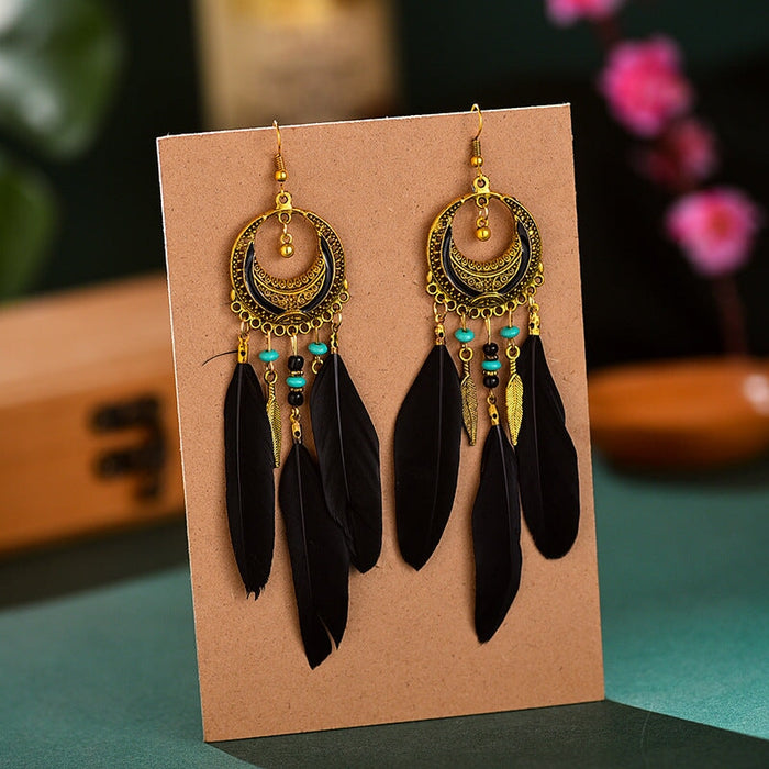 Wholesale Feather Tassel Alloy Earrings JDC-ES-Daiq011 Earrings 黛茜 Wholesale Jewelry JoyasDeChina Joyas De China