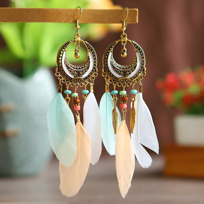 Wholesale Feather Tassel Alloy Earrings JDC-ES-Daiq011 Earrings 黛茜 Wholesale Jewelry JoyasDeChina Joyas De China