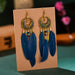 Wholesale Feather Tassel Alloy Earrings JDC-ES-Daiq011 Earrings 黛茜 DC1446-2 navy Wholesale Jewelry JoyasDeChina Joyas De China