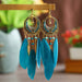 Wholesale Feather Tassel Alloy Earrings JDC-ES-Daiq011 Earrings 黛茜 DC1446-6 blue Wholesale Jewelry JoyasDeChina Joyas De China