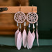 Wholesale Feather Tassel Plated Metal Dream Catcher Earrings JDC-ES-Daiq002 Earrings 黛茜 Wholesale Jewelry JoyasDeChina Joyas De China