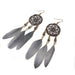 Wholesale Feather Tassel Plated Metal Dream Catcher Earrings JDC-ES-Daiq002 Earrings 黛茜 DC1437-9 grey Wholesale Jewelry JoyasDeChina Joyas De China