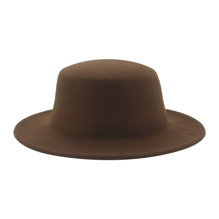 Wholesale flat hat woolen wide brim hat JDC-FH-Guanchuan006 Fashionhat 冠川 brown M(56-58cm) Wholesale Jewelry JoyasDeChina Joyas De China