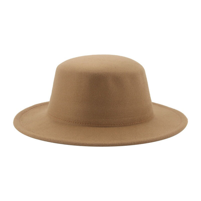 Wholesale flat hat woolen wide brim hat JDC-FH-Guanchuan006 Fashionhat 冠川 Camel M(56-58cm) Wholesale Jewelry JoyasDeChina Joyas De China