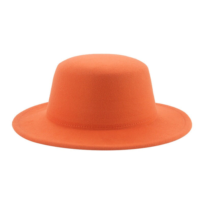 Wholesale flat hat woolen wide brim hat JDC-FH-Guanchuan006 Fashionhat 冠川 orange M(56-58cm) Wholesale Jewelry JoyasDeChina Joyas De China