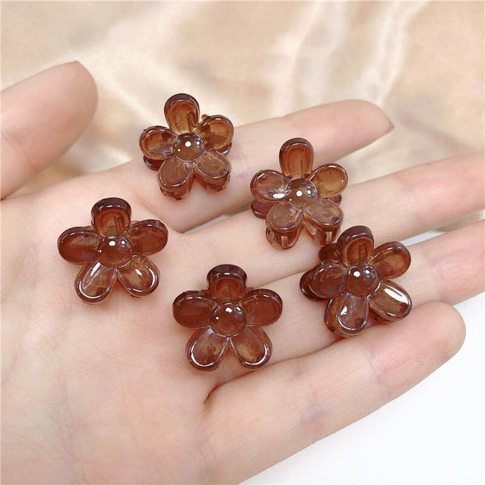 Wholesale Flower Mini Plastic Resin Hair Clip JDC-HC-Jiax003 Hair Clips 佳芯 8-2# brown / Wholesale Jewelry JoyasDeChina Joyas De China