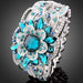 Wholesale Flower Rhinestone Opal Plated Alloy Ring JDC-RS-Hechen005 Rings 禾呈 A 6 Wholesale Jewelry JoyasDeChina Joyas De China