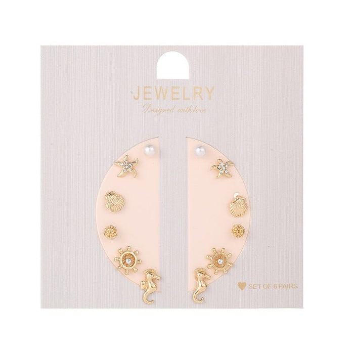Wholesale Flower Shell Electroplated Alloy Earrings Set JDC-ES-D774 Earrings 晴雯 03 set 11646 Wholesale Jewelry JoyasDeChina Joyas De China