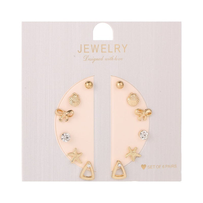 Wholesale Flower Shell Electroplated Alloy Earrings Set JDC-ES-D774 Earrings 晴雯 05 set 11648 Wholesale Jewelry JoyasDeChina Joyas De China