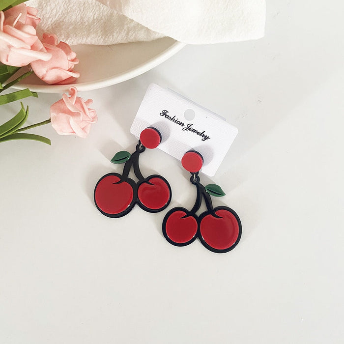 Wholesale fruit acrylic earrings JDC-ES-LIUM046 Earrings 榴芒 cherry Wholesale Jewelry JoyasDeChina Joyas De China