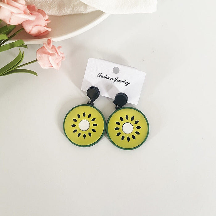 Wholesale fruit acrylic earrings JDC-ES-LIUM046 Earrings 榴芒 Kiwi fruit Wholesale Jewelry JoyasDeChina Joyas De China