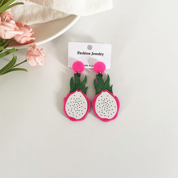 Wholesale fruit acrylic earrings JDC-ES-LIUM046 Earrings 榴芒 pitaya Wholesale Jewelry JoyasDeChina Joyas De China