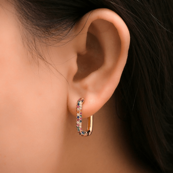 Wholesale Geometric Metal Hoop Earrings JDC-ES-Ruol002 Earrings 若龙 Wholesale Jewelry JoyasDeChina Joyas De China