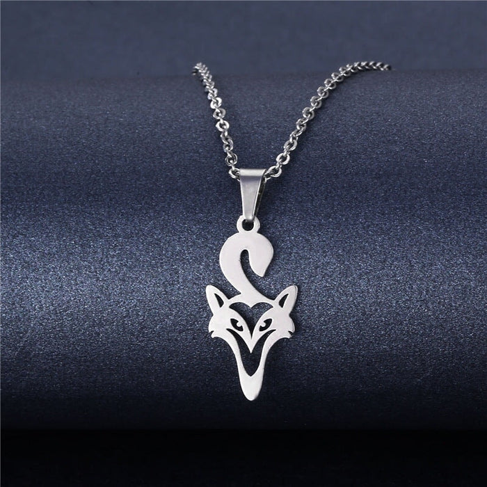 Wholesale Geometric Silver Stainless Steel Floral Heart Necklace JDC-ES-MINGM005 necklaces 敏萌 Wholesale Jewelry JoyasDeChina Joyas De China