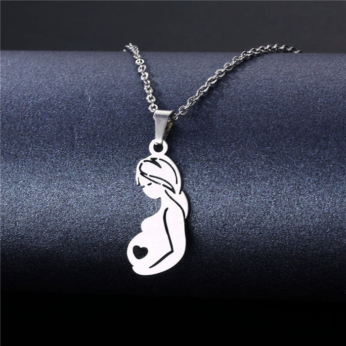 Wholesale Geometric Silver Stainless Steel Floral Heart Necklace JDC-ES-MINGM005 necklaces 敏萌 XL236 Wholesale Jewelry JoyasDeChina Joyas De China