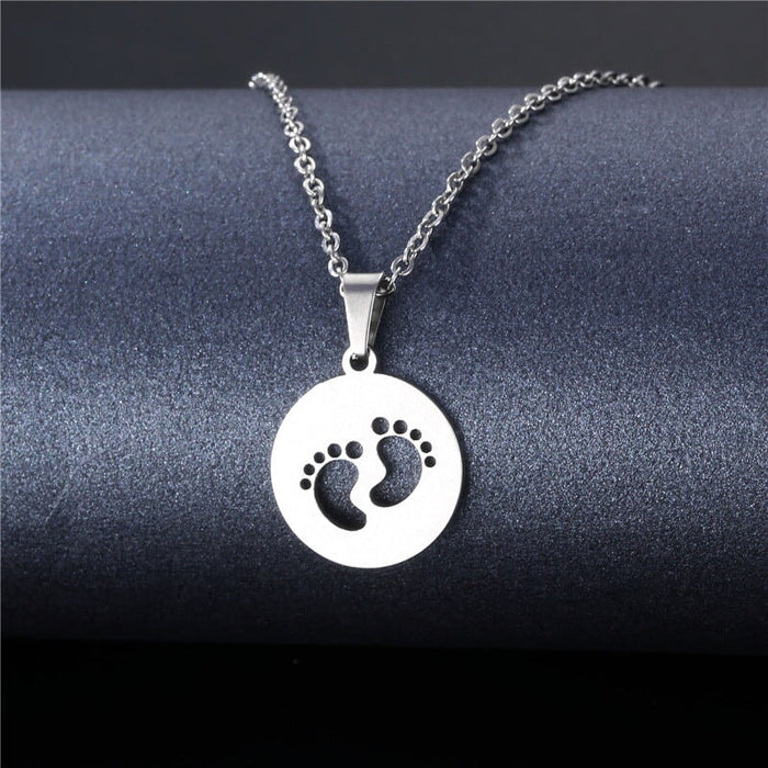 Wholesale Geometric Silver Stainless Steel Floral Heart Necklace JDC-ES-MINGM005 necklaces 敏萌 XL239 Wholesale Jewelry JoyasDeChina Joyas De China