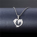 Wholesale Geometric Silver Stainless Steel Floral Heart Necklace JDC-ES-MINGM007 necklaces 敏萌 Wholesale Jewelry JoyasDeChina Joyas De China