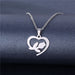 Wholesale Geometric Silver Stainless Steel Floral Heart Necklace JDC-ES-MINGM008 necklaces 敏萌 Wholesale Jewelry JoyasDeChina Joyas De China