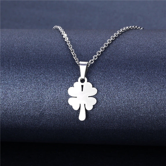 Wholesale Geometric Silver Stainless Steel Floral Heart Necklace JDC-ES-MINGM009 necklaces 敏萌 Wholesale Jewelry JoyasDeChina Joyas De China