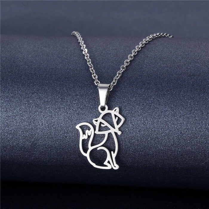 Wholesale Geometric Silver Stainless Steel Floral Heart Necklace JDC-ES-MINGM009 necklaces 敏萌 XL258 Wholesale Jewelry JoyasDeChina Joyas De China