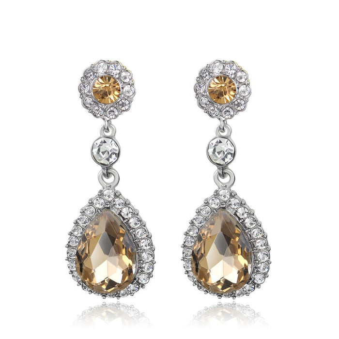 Wholesale glass rhinestone alloy earrings JDC-ES-GSDB006 Earrings 丹比华比 Coffee Wholesale Jewelry JoyasDeChina Joyas De China