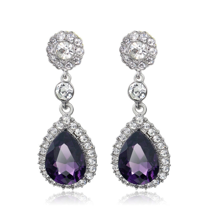 Wholesale glass rhinestone alloy earrings JDC-ES-GSDB006 Earrings 丹比华比 purple Wholesale Jewelry JoyasDeChina Joyas De China