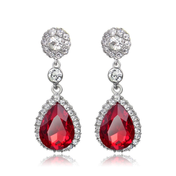 Wholesale glass rhinestone alloy earrings JDC-ES-GSDB006 Earrings 丹比华比 Red Wholesale Jewelry JoyasDeChina Joyas De China