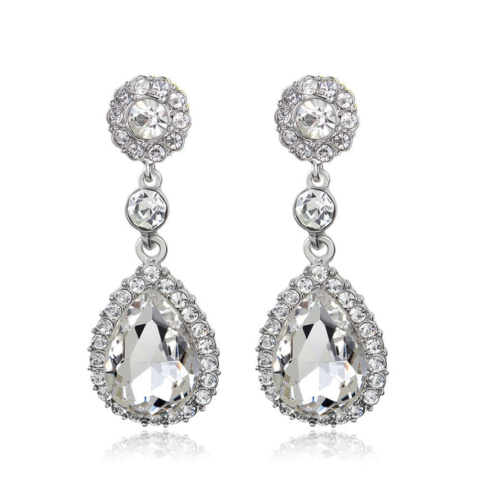 Wholesale glass rhinestone alloy earrings JDC-ES-GSDB006 Earrings 丹比华比 White Wholesale Jewelry JoyasDeChina Joyas De China