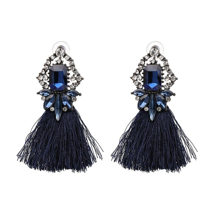 Wholesale glass tassel earrings JDC-ES-LIUM028 Earrings 榴芒 blue Wholesale Jewelry JoyasDeChina Joyas De China