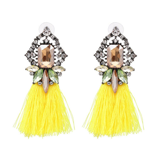 Wholesale glass tassel earrings JDC-ES-LIUM028 Earrings 榴芒 yellow Wholesale Jewelry JoyasDeChina Joyas De China