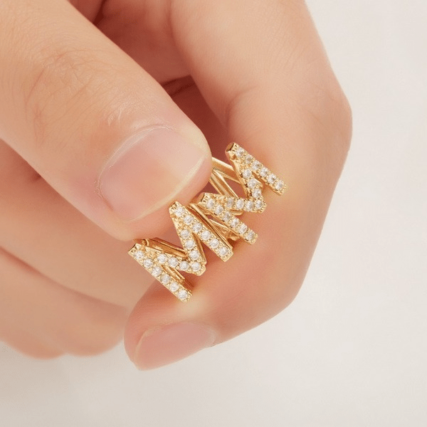Wholesale Gold 26 Letter Zircon Stud Earrings JDC-ES-GM005 Earrings 冈麦 Wholesale Jewelry JoyasDeChina Joyas De China