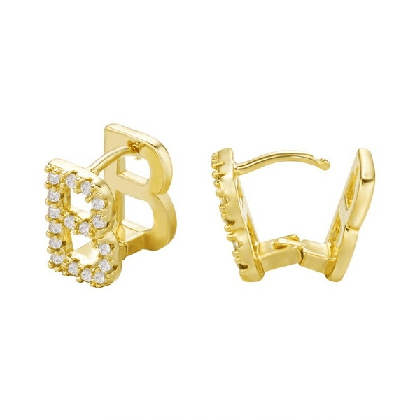 Wholesale Gold 26 Letter Zircon Stud Earrings JDC-ES-GM005 Earrings 冈麦 Wholesale Jewelry JoyasDeChina Joyas De China